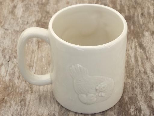 photo of vintage Otagiri rooster mug, retro 1981 coffee cup w/ hand-painted chicken #2