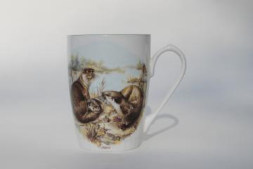 catalog photo of vintage Otters woodland animals Rosewood English fine bone china tea mug coffee cup