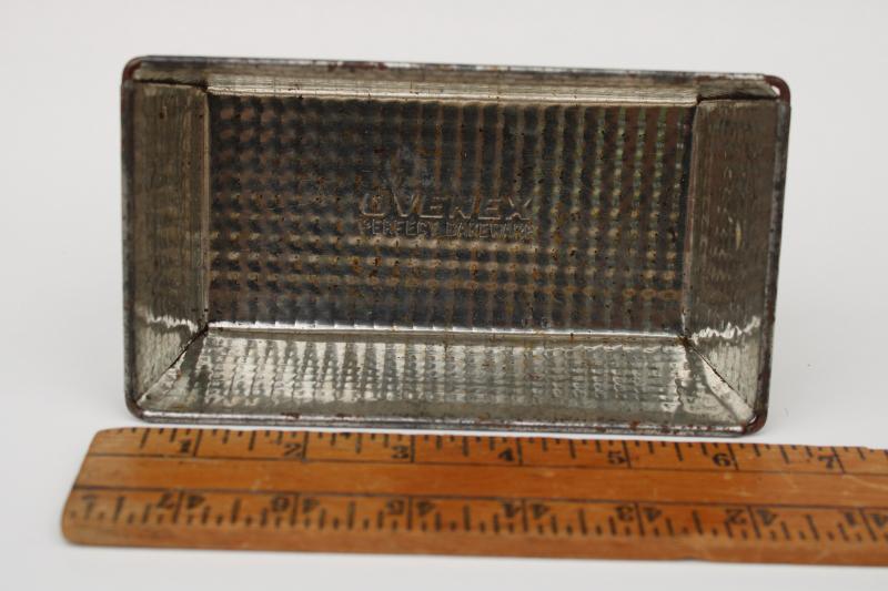photo of vintage Ovenex waffle weave texture metal baking pan for mini bread loaf  #1