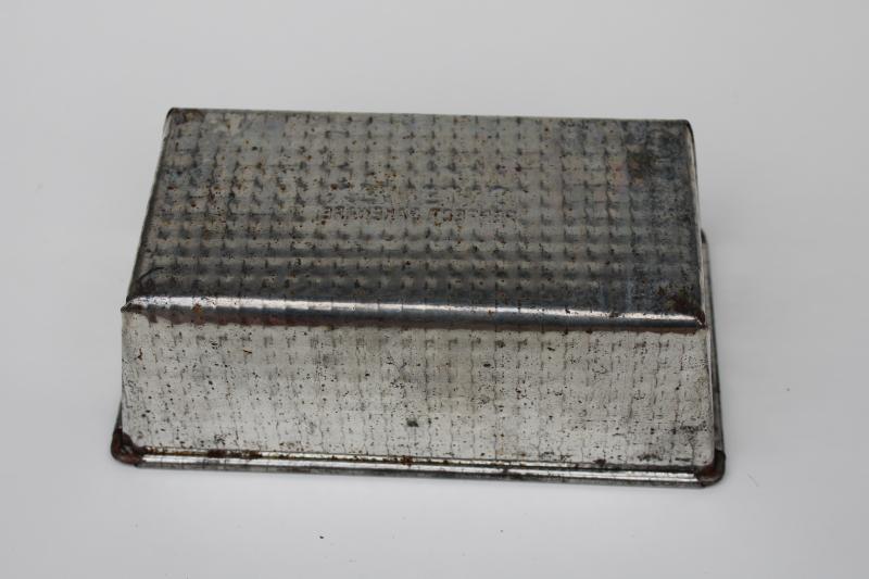 photo of vintage Ovenex waffle weave texture metal baking pan for mini bread loaf  #4