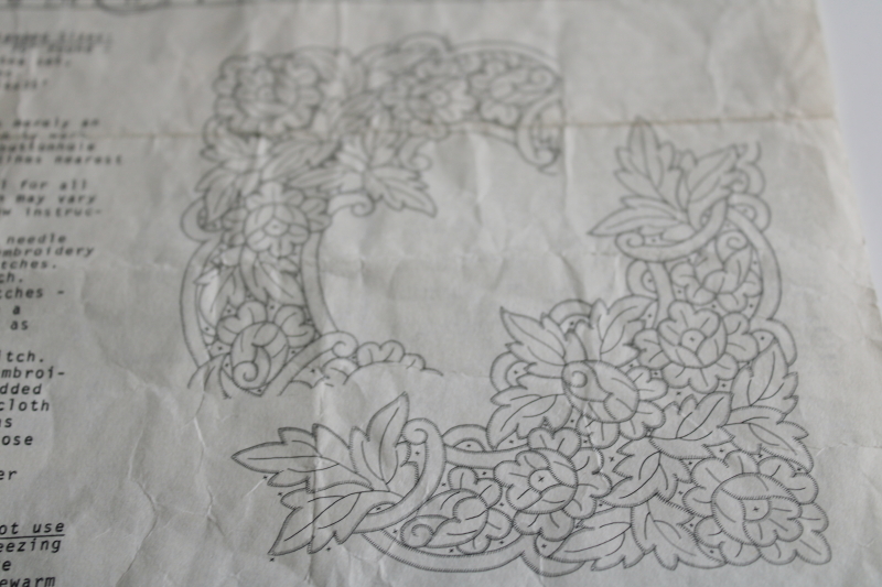 photo of vintage Paragon pure linen tablecloth stamped for cutwork embroidery, Renaissance 59 x 79  #4