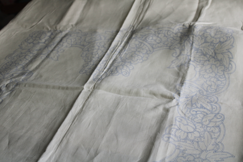 photo of vintage Paragon pure linen tablecloth stamped for cutwork embroidery, Renaissance 59 x 79  #6