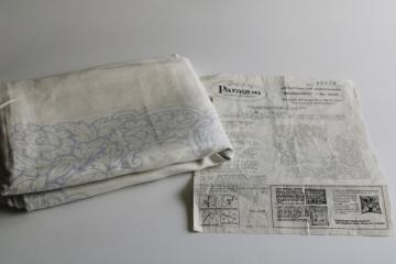 vintage Paragon pure linen tablecloth stamped for cutwork embroidery, Renaissance 59 x 79 