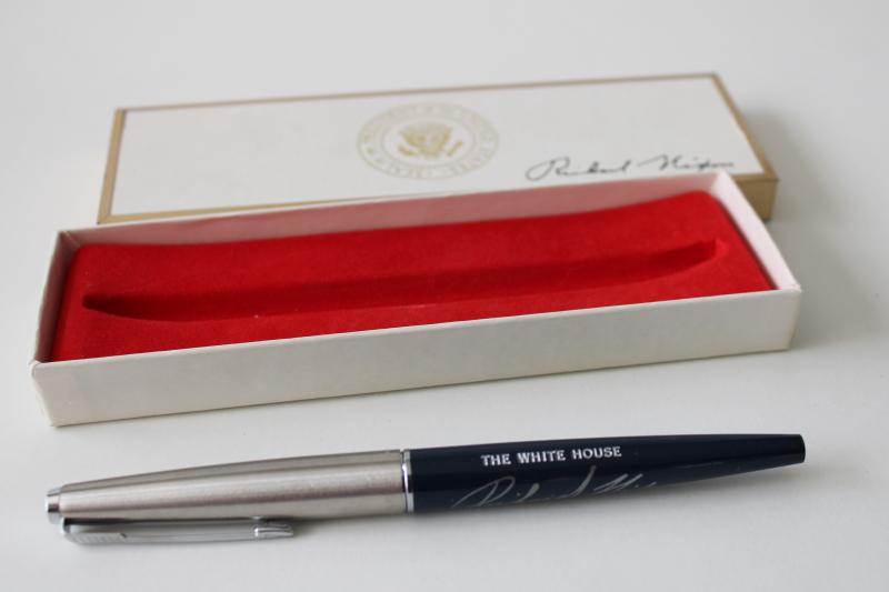 photo of vintage Parker ballpoint pen, Richard Nixon The White House print signature & seal #1