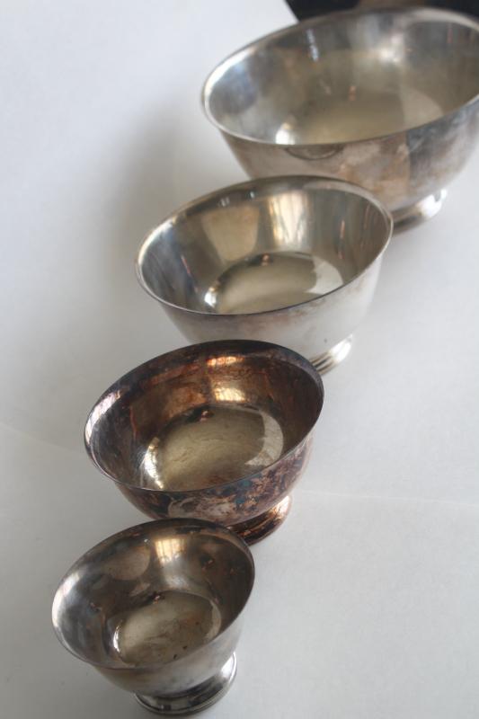 photo of vintage Paul Revere bowls in graduated sizes, silverplate not sterling silver #10