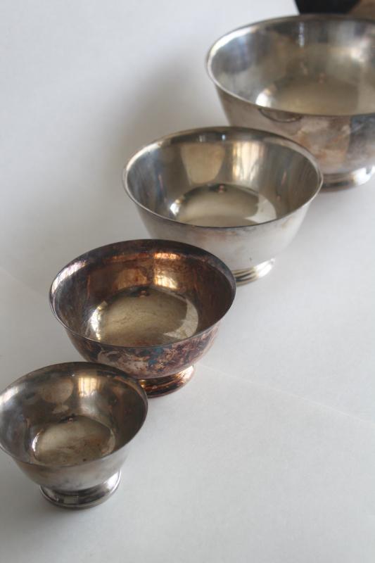 photo of vintage Paul Revere bowls in graduated sizes, silverplate not sterling silver #11