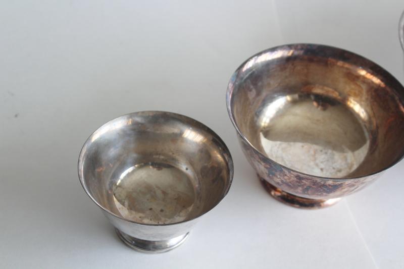 photo of vintage Paul Revere bowls in graduated sizes, silverplate not sterling silver #12