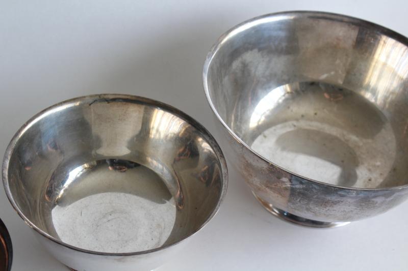 photo of vintage Paul Revere bowls in graduated sizes, silverplate not sterling silver #13