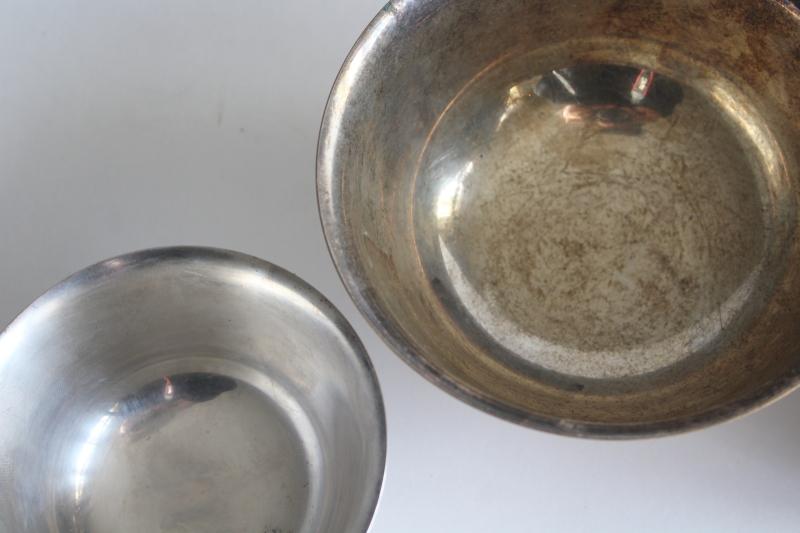 photo of vintage Paul Revere bowls in graduated sizes, silverplate not sterling silver #2