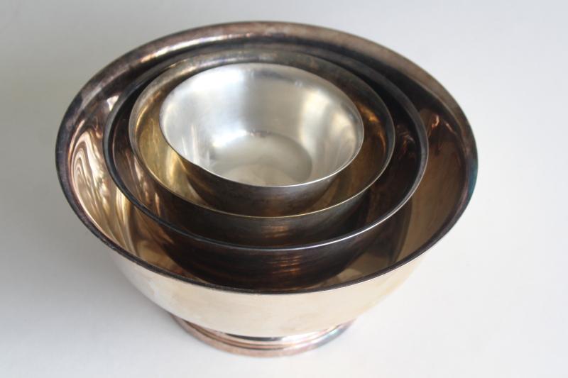 photo of vintage Paul Revere bowls in graduated sizes, silverplate not sterling silver #6