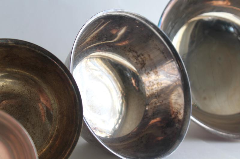 photo of vintage Paul Revere bowls in graduated sizes, silverplate not sterling silver #12