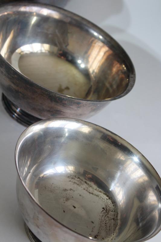 photo of vintage Paul Revere bowls trio of graduated sizes, silverplate not sterling silve #2