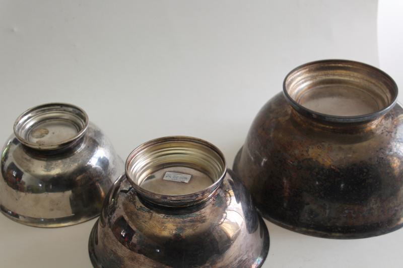 photo of vintage Paul Revere bowls trio of graduated sizes, silverplate not sterling silve #5