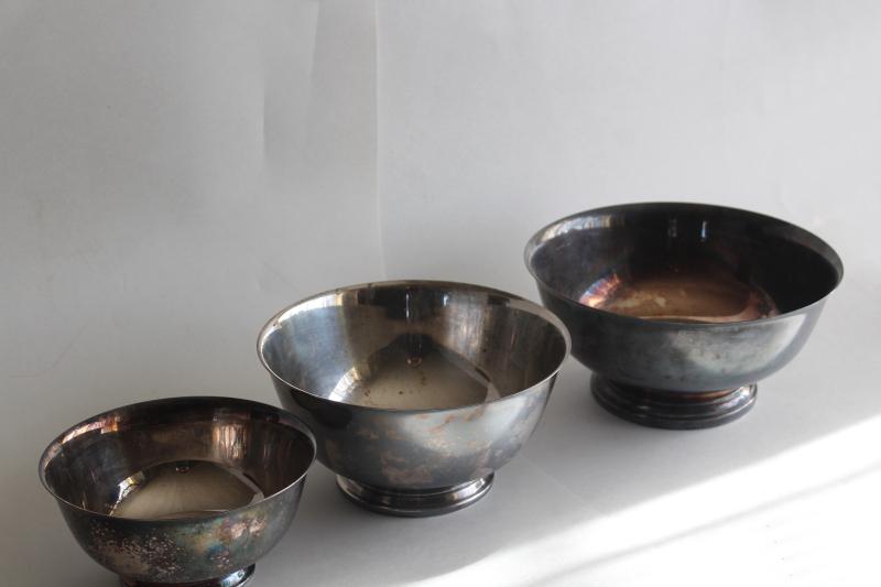 photo of vintage Paul Revere bowls trio of graduated sizes, silverplate not sterling silver #5