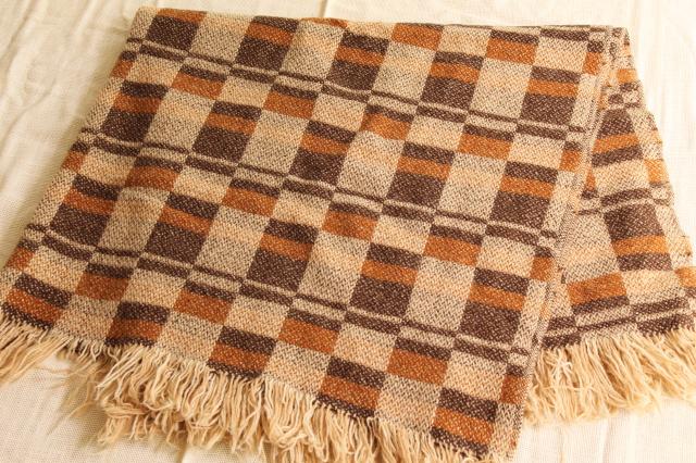 photo of vintage Pendleton wool blanket, fringed camp blanket / throw in warm fall colors #7