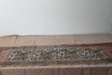 catalog photo of vintage Persian paisley block print fabric table runner from Iran, bohemian home decor