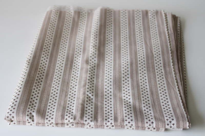 photo of vintage Peter Pan cotton fabric prairie girl antique look print brown stripe print on cream  #1