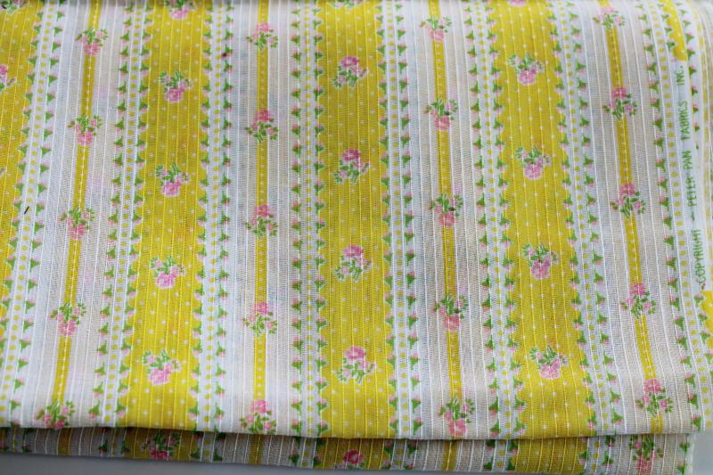 photo of vintage Peter Pan floral print stripe cotton dimity, sheer crisp fabric #1