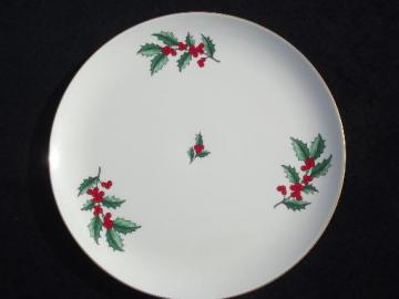 catalog photo of vintage Pickard Holly charger / serving plate, Christmas hollyberry