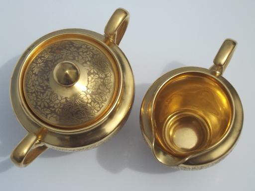 photo of vintage Pickard gold encrusted hand painted creamer and sugar bowl  #4