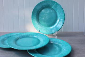 catalog photo of vintage Pier 1 Capri melamine dinner plates set, blue green turquoise coastal style