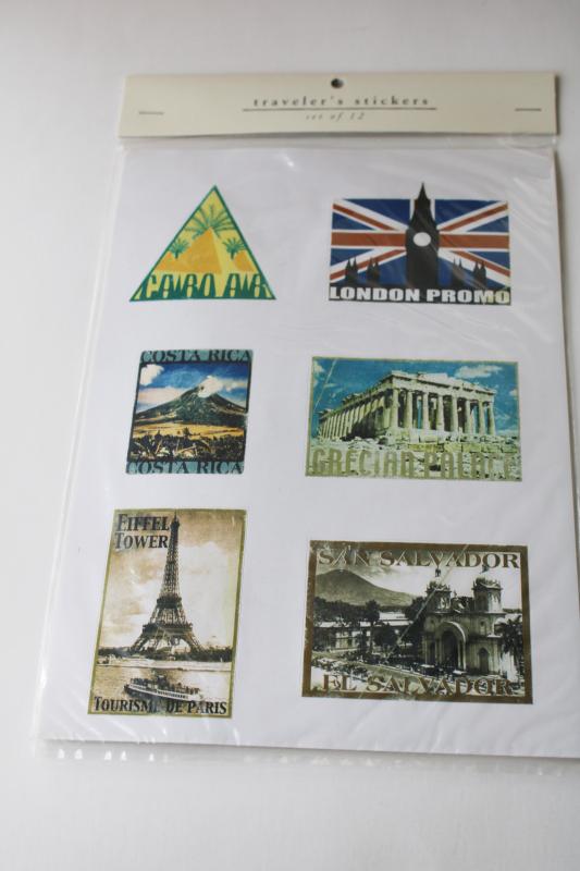 photo of vintage Pier 1 stickers, world wanderer travel luggage labels for trunks suitcases  #1