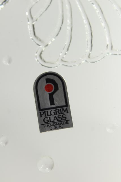 photo of vintage Pilgrim glass Pisces astrological sign fish plate, mid century mod art glass #9