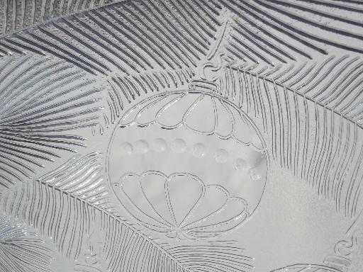 photo of vintage Pilgrim glass cake plate or platter w/ Christmas tree ornaments  #3