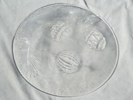 photo of vintage Pilgrim glass cake plate or platter w/ Christmas tree ornaments  #5