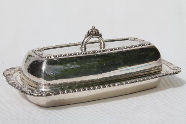 photo of vintage Pilgrim silver plated covered butter dish w/ glass liner plate #1