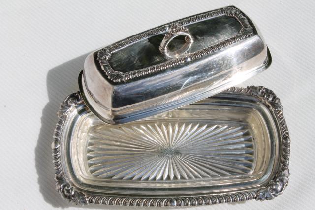 photo of vintage Pilgrim silver plated covered butter dish w/ glass liner plate #4