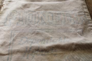 catalog photo of vintage Pioneer seed bag, printed cotton feed sack fabric, rustic farmhouse decor