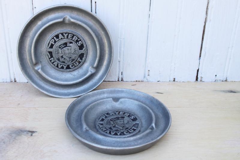 photo of vintage Player's Navy Cut advertising ashtrays, cast metal w/ hero sailor design #5