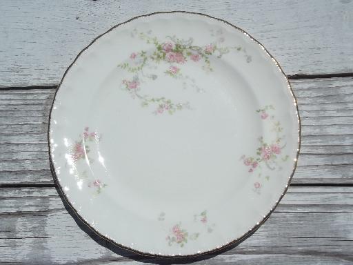 photo of vintage Pope-Gosser china salad plates, pink floral princess pattern? #1