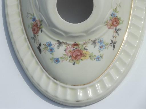 photo of vintage Porcelier flowered porcelain flush mount ceiling light fixture #5