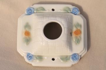 catalog photo of vintage Porcelier ironstone porcelain china light fixture, single bulb ceiling flush mount