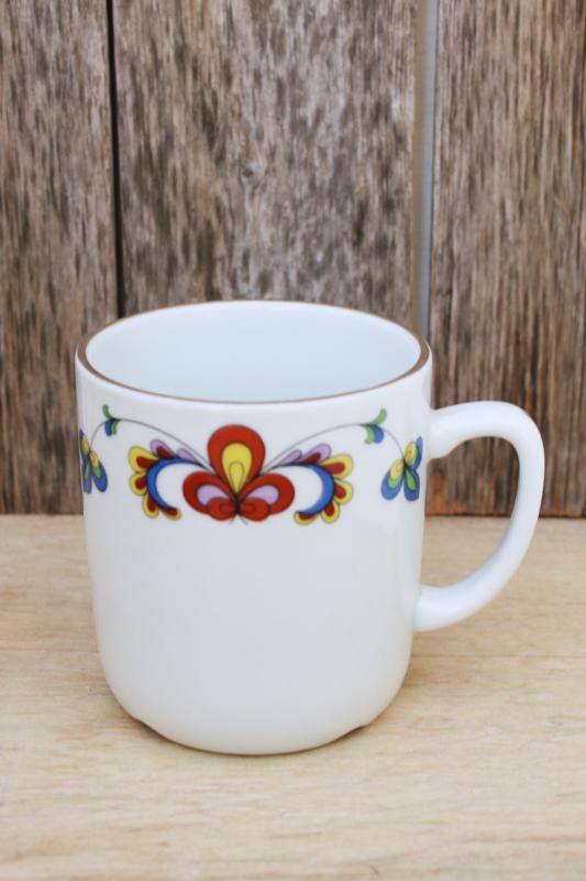 photo of vintage Porsgrund Norway china, Farmers Rose pattern mug coffee cup #1