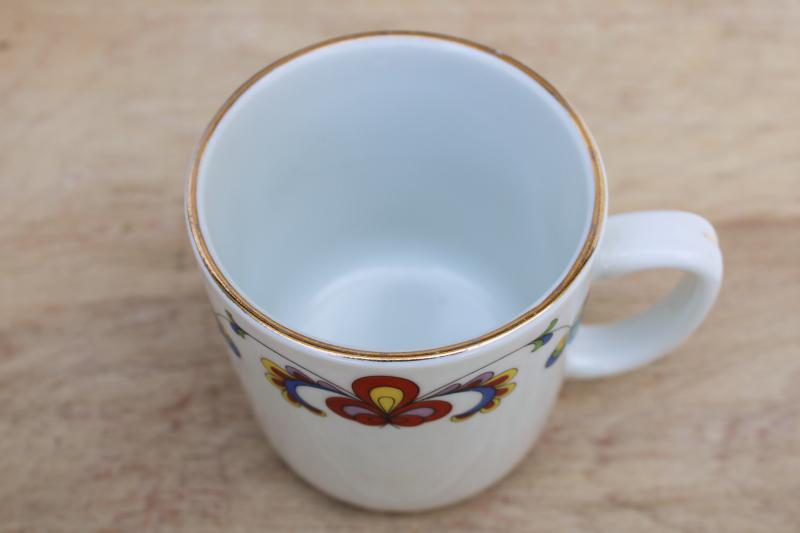 photo of vintage Porsgrund Norway china, Farmers Rose pattern mug coffee cup #2