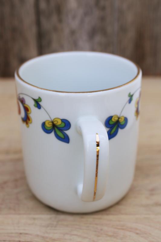 photo of vintage Porsgrund Norway china, Farmers Rose pattern mug coffee cup #3