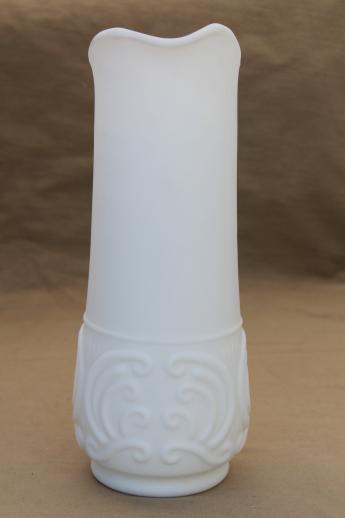 photo of vintage Portieux Vallerysthal milk glass pitcher, tall ewer in white satin glass #2