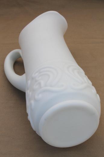 photo of vintage Portieux Vallerysthal milk glass pitcher, tall ewer in white satin glass #4