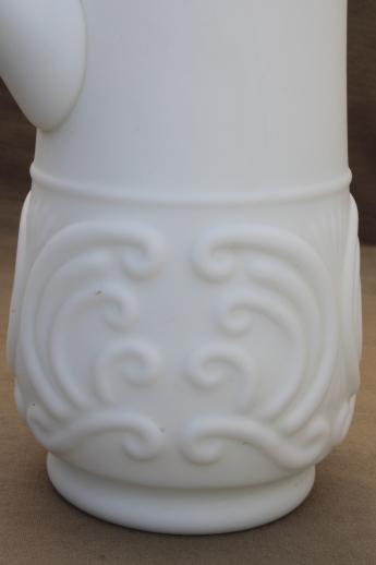 photo of vintage Portieux Vallerysthal milk glass pitcher, tall ewer in white satin glass #6