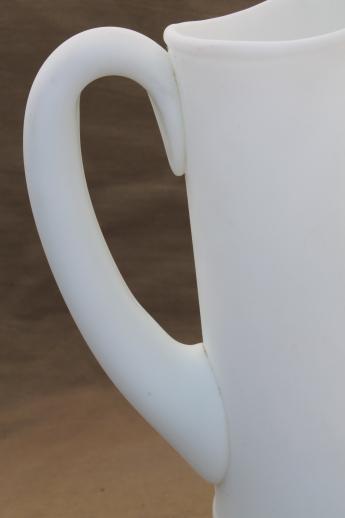 photo of vintage Portieux Vallerysthal milk glass pitcher, tall ewer in white satin glass #7