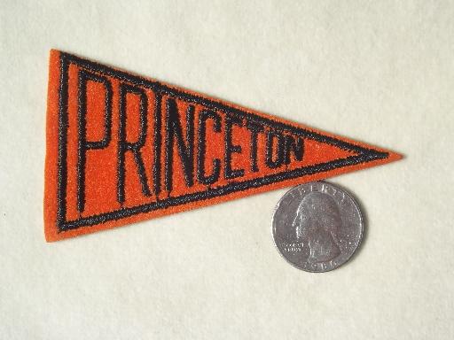 photo of vintage Princeton pennant patches, old wool felt collegiate emblems #2