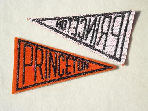 photo of vintage Princeton pennant patches, old wool felt collegiate emblems #3