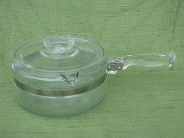 catalog photo of vintage Pyrex Flameware glass, large 1 1/2 qt sauce / saute pan