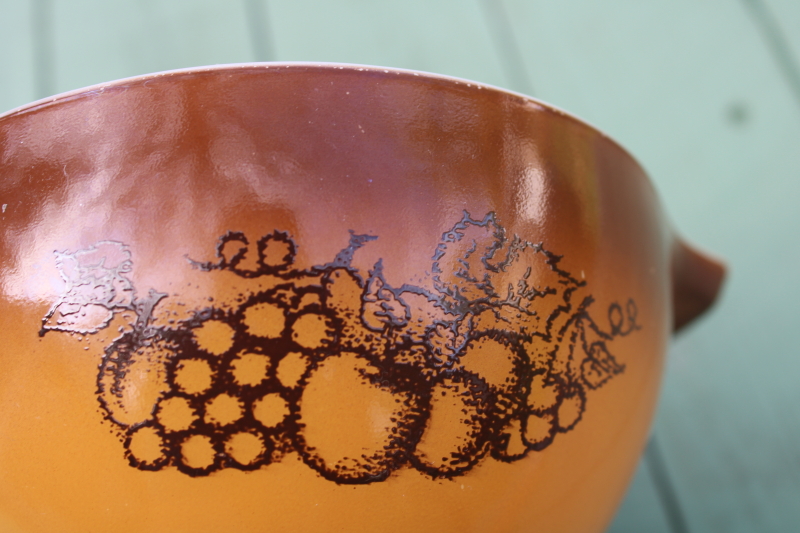 photo of vintage Pyrex Old Orchard fruit print & brown ombre Cinderella bowls 441 and 442  #8