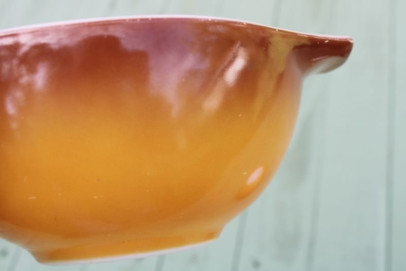 photo of vintage Pyrex Old Orchard fruit print & brown ombre Cinderella bowls 441 and 442  #11