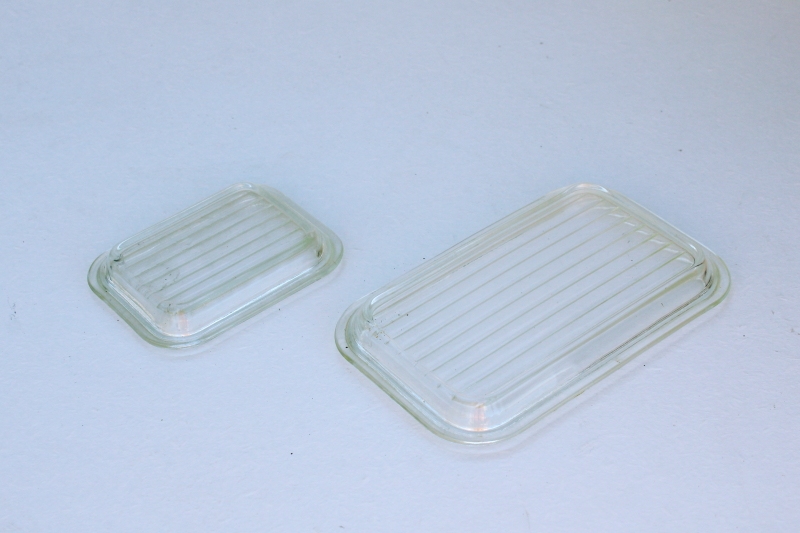 photo of vintage Pyrex clear glass lids, refrigerator dish covers 501C and 502C for fridge boxes #1