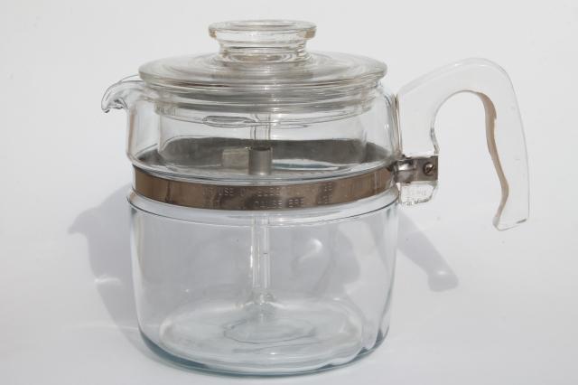 photo of vintage Pyrex flameware 7756-B stovetop percolator, clear glass coffee pot #1